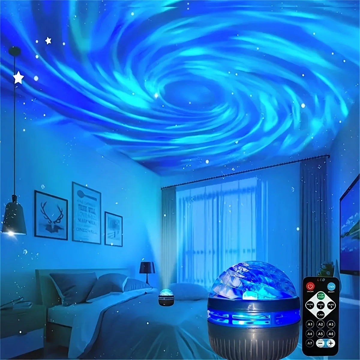 Galaxy Starry Sky LED Projector USB Powered Remote Control Night Light for Children’s Bedroom Christmas/Wedding Ambient Decor